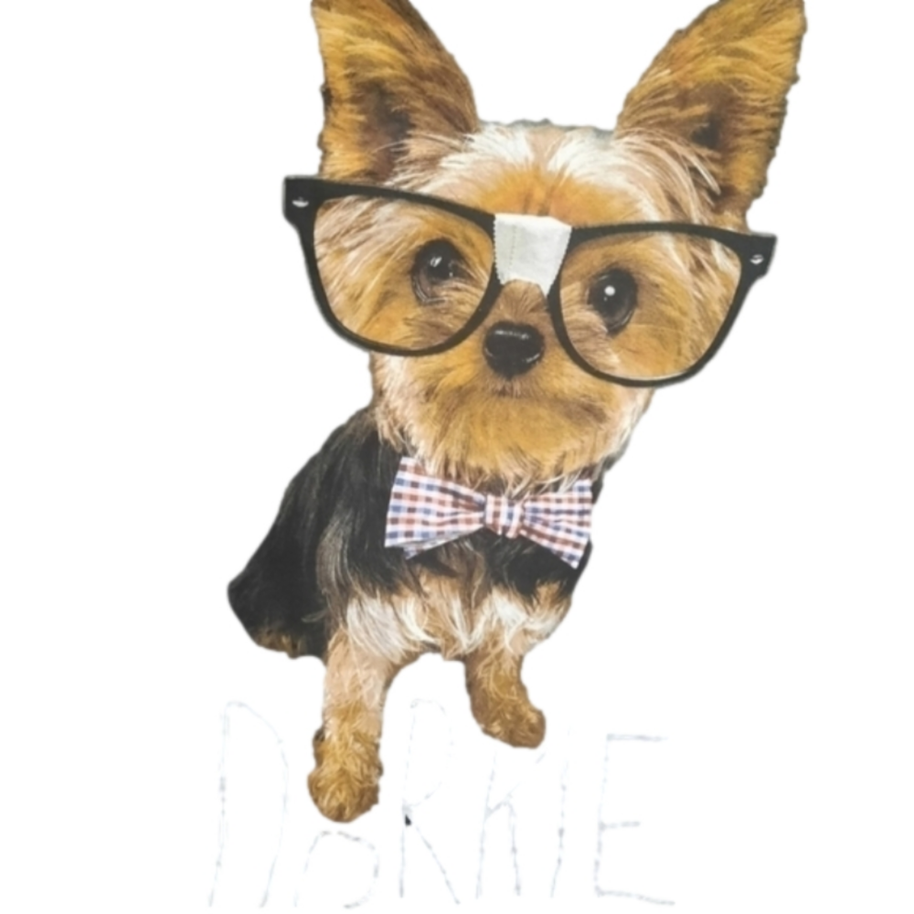 Goody Two Sleeves ladies Sm. Cute Yorkie says "Dorkie" awww...